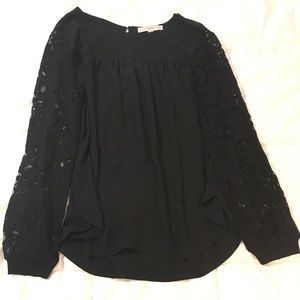 Loft sheer black lace sleeve top
